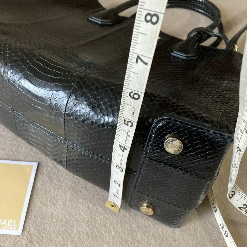 MICHAEL KORS Mercer‎ Large Convertible Black Genuine Snakeskin Tote Shoulder Bag